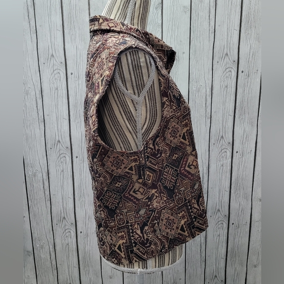 Vintage Rhythm Blues Abstract Tapestry Woven Sleeveless Vest Size Large - Picture 4 of 10